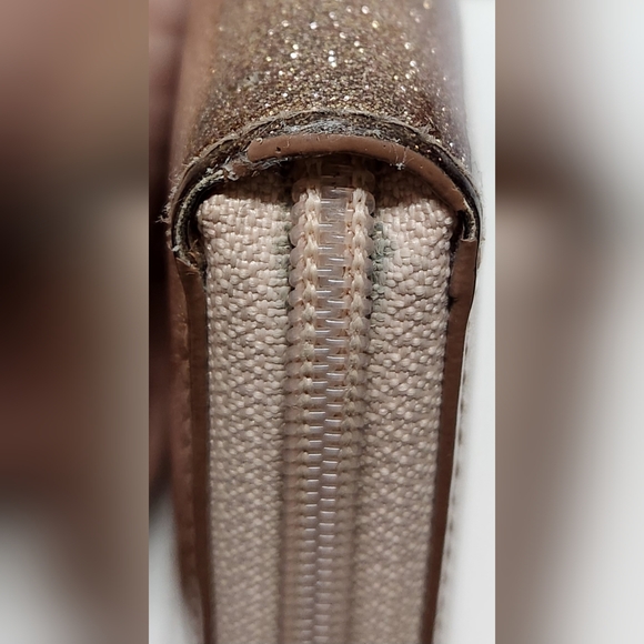 KATE SPADE Mavis Street Neda Continental Rose Gold Sparkle Leather Zip Wallet - Picture 14 of 16